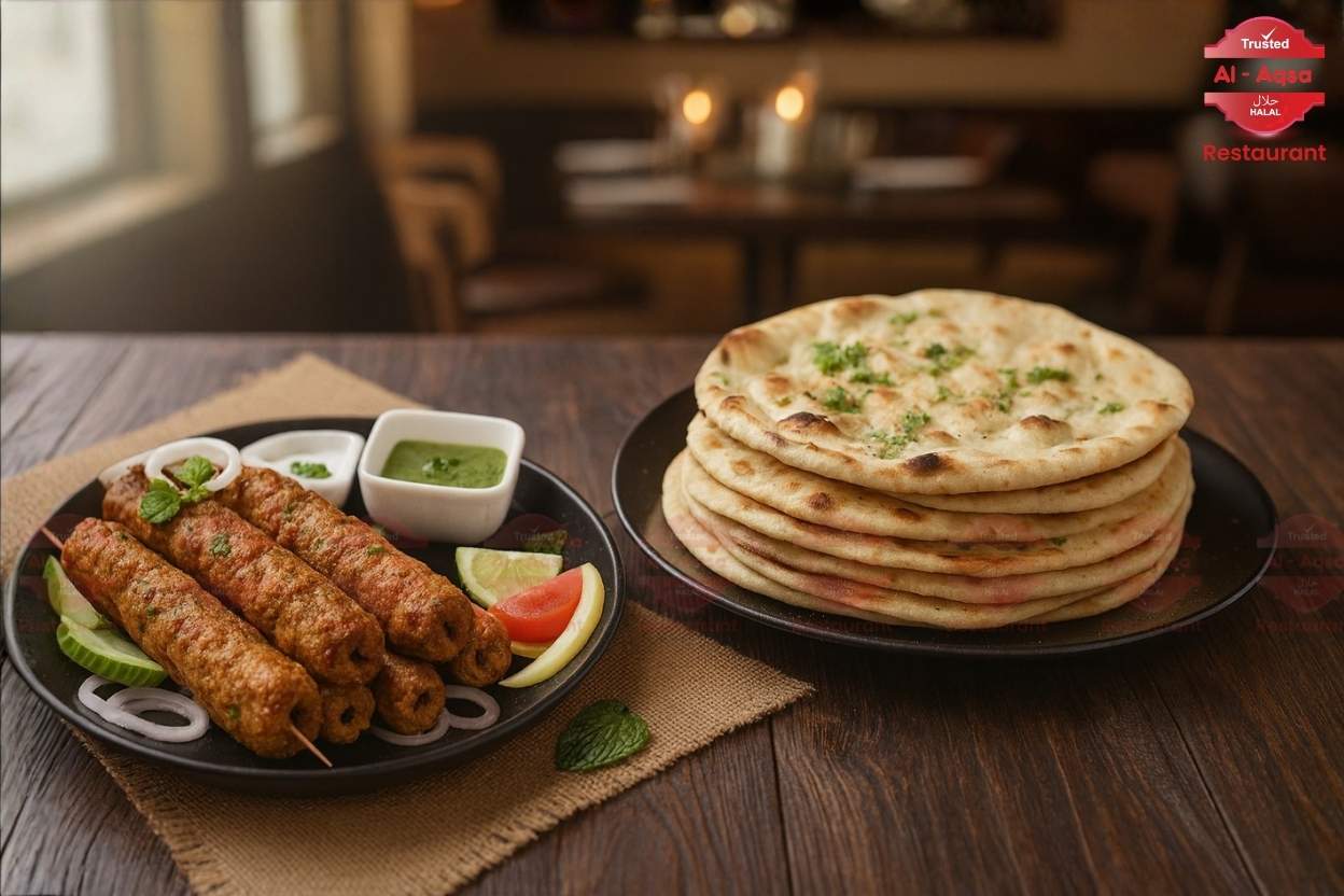 Chicken Seekh Kebab with Naan